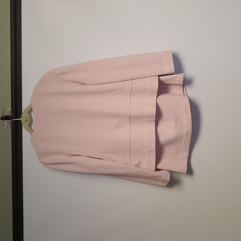 Vintage Castleberry Pink Knit Skirt Suit Set 2pc Button Chanel Style Size 12 - Picture 8 of 13
